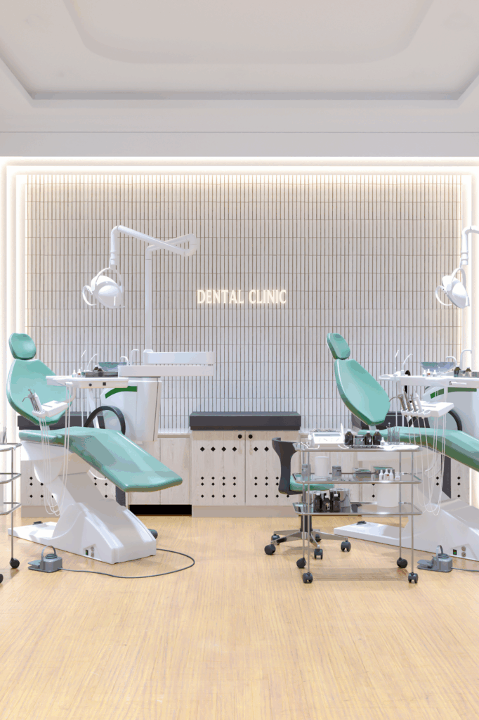 Dental clinic under construction with modern design and advanced dental facility layout
